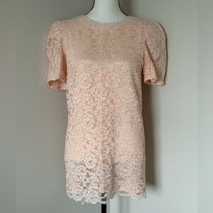 Vintage Lace Mini Dress in Soft Peach
